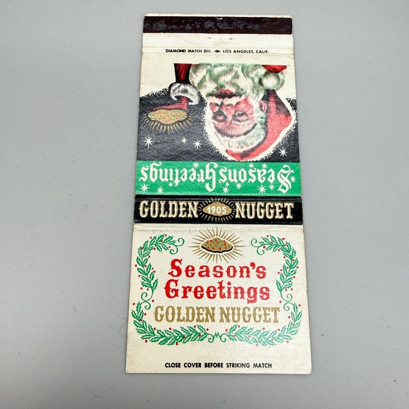 Golden Nugget Other - Vintage Golden Nugget Las Vegas Matchbook Cover Santa Season's Greetings 1950